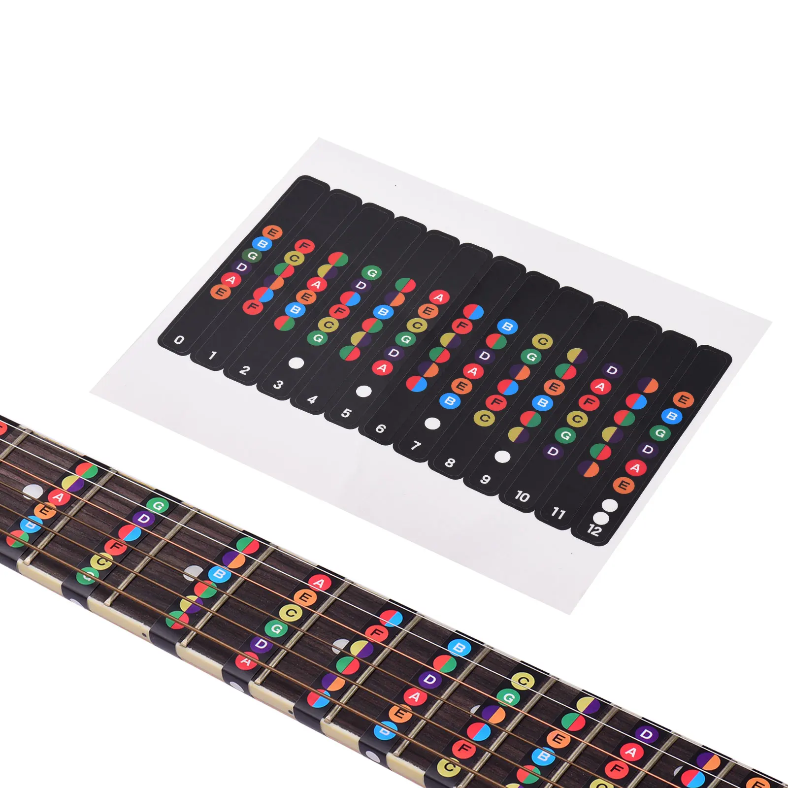 Guitar Fretboard Stickers Colorful Fingerboard Sticker Note Decals for 6 String Acoustic Electric Guitars with 5pcs Guitar Picks
Guitar Fretboard Stickers Colorful Fingerboard Sticker Note Decals for 6 String Acoustic Electric Guitars with 5pcs Guitar Picks