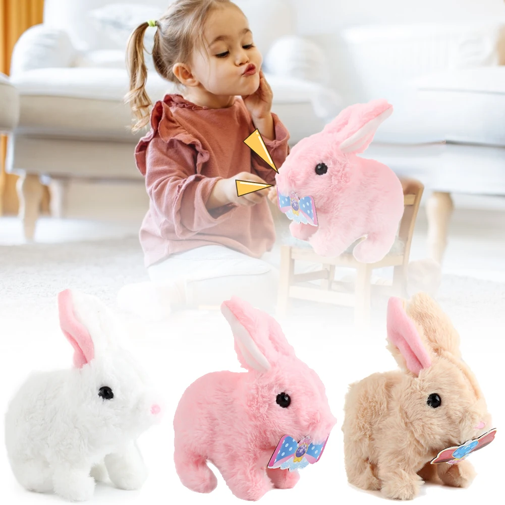 

Plush Bunny Battery Operated Hopping Rabbit Interactive Toy for Children Boy Girls(random color of ears)