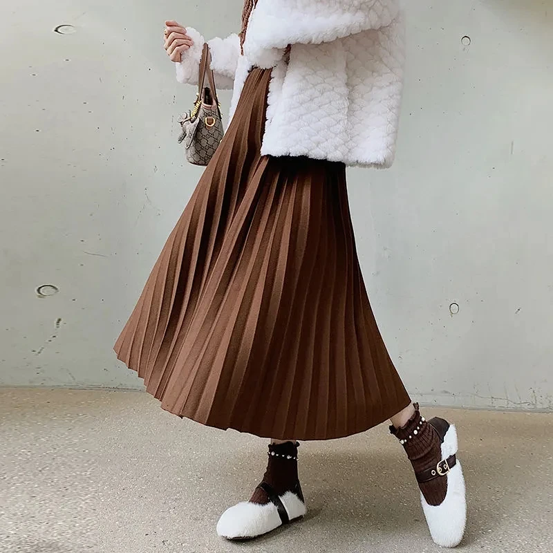 Fairyshely Vintage High Waist Long Pleated Skirt Women 2022 Autumn Winter Skirt Korean Belt A-line Skirt
Fairyshely Vintage High Waist Long Pleated Skirt Women 2022 Autumn Winter Skirt Korean Belt A-line Skirt