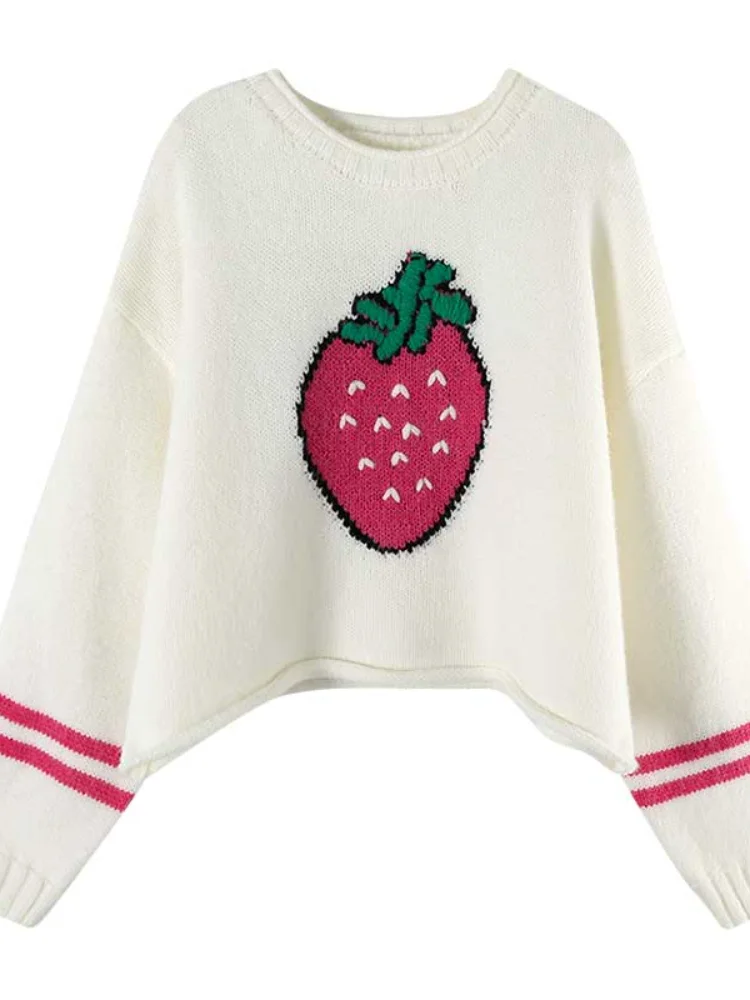Sweet Style Strawberry Knitted Women Sweater Pullovers Winter New Flare Sleeved Loose High Waist Female Pulls Outwear Tops
Sweet Style Strawberry Knitted Women Sweater Pullovers Winter New Flare Sleeved Loose High Waist Female Pulls Outwear Tops