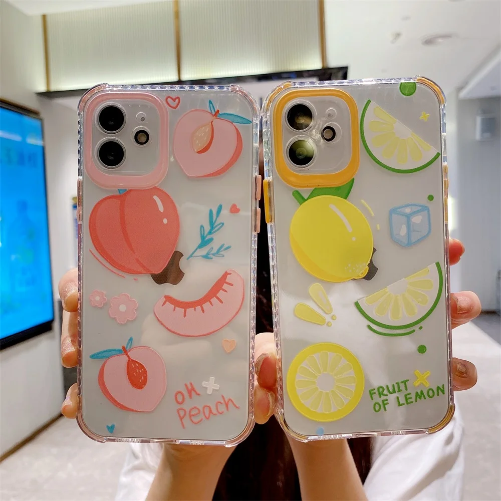 Cute Summer Fruit Phone Case for Iphone 12 Coque Side Print Transparent Cover for Iphone 11 11promax XR X 7P 7 8 SE2020 Fundas 
Cute Summer Fruit Phone Case for Iphone 12 Coque Side Print Transparent Cover for Iphone 11 11promax XR X 7P 7 8 SE2020 Fundas