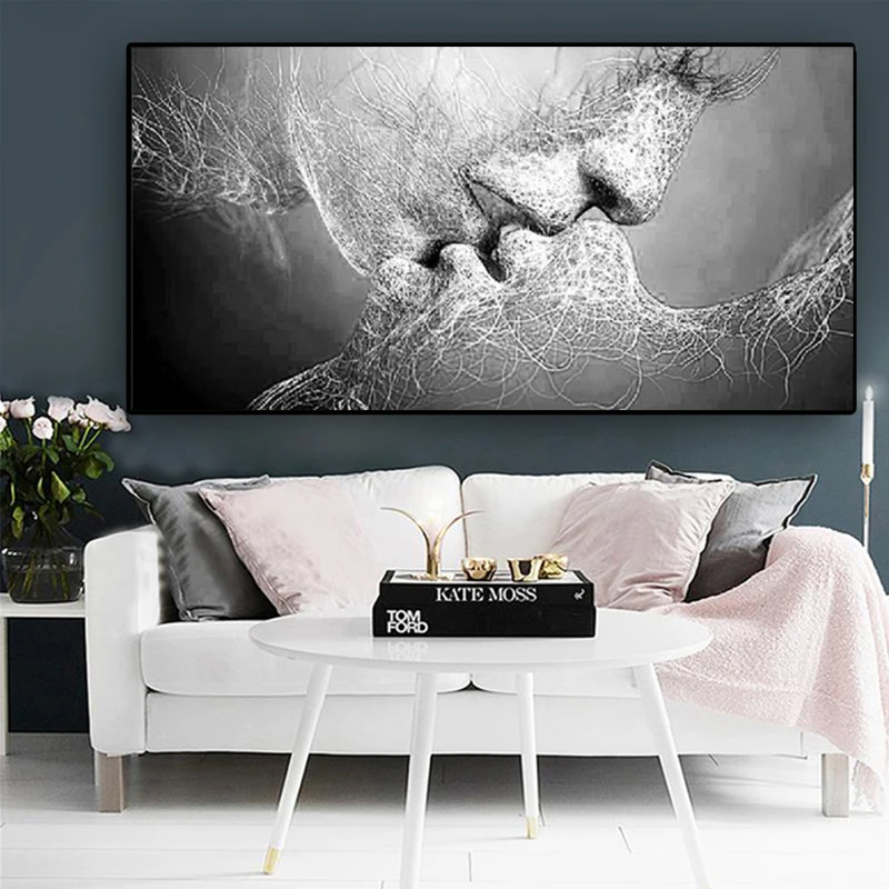Modern Art Black and White Love Kiss Oil on Canvas Painting Wall Art Posters and Prints Wall Art Pictures Home Decoration
Modern Art Black and White Love Kiss Oil on Canvas Painting Wall Art Posters and Prints Wall Art Pictures Home Decoration