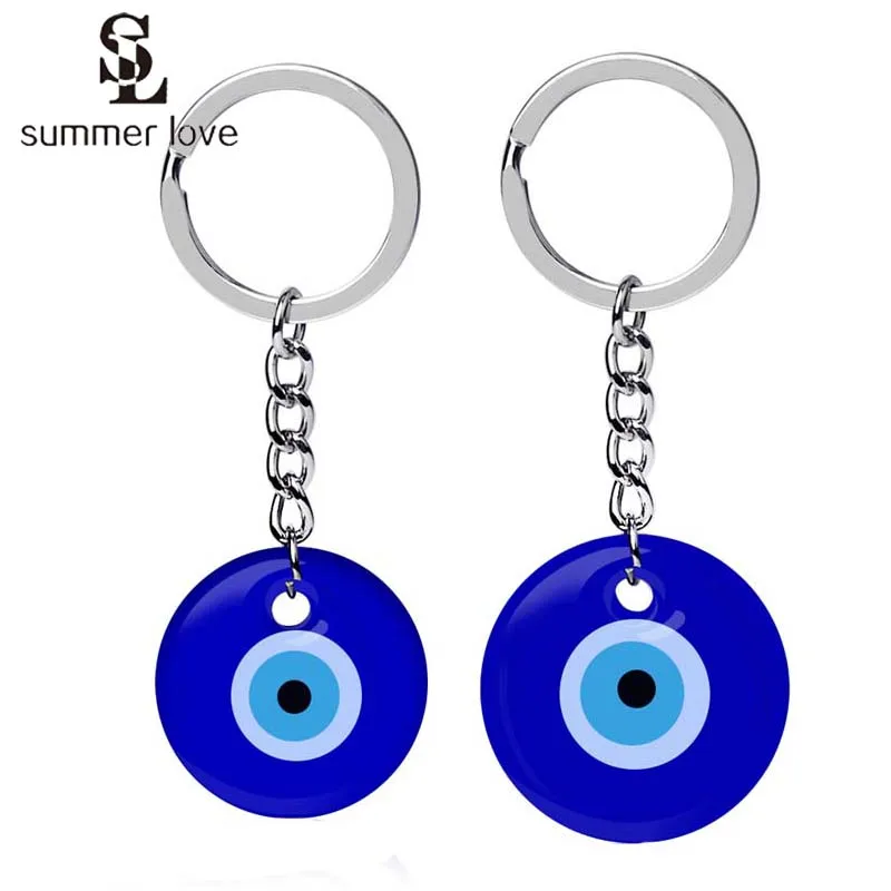 

2Pcs Turkish Evil Blue Eye Keychain Charms Pendants Crafting Glass Keyring Hanging Ornament Jewelry Accessories Amulet for Luck