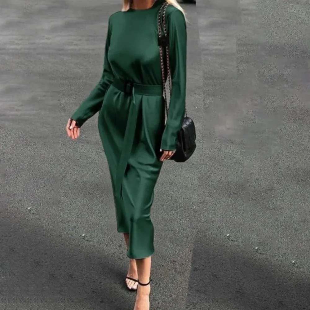 Vintage Dresses Women Green Plain Long Sleeves 2022 Spring O-Neck Lace-Up Pleated Office Lady Elegant Female Retro Midi Dress
Vintage Dresses Women Green Plain Long Sleeves 2022 Spring O-Neck Lace-Up Pleated Office Lady Elegant Female Retro Midi Dress