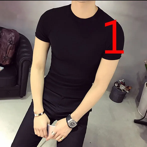 

Мужская шелковая футболка с коротким рукавом, новинка 2021, брендовая Корейская версия из ледяного шелка, тонкая приталенная трендовая рубаш...