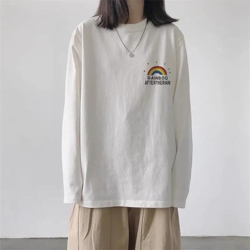 Women Long Sleeve T-shirt Oversized Casual Basic Rainbow Printing Female Tops O-Neck Loose Tees Women 2021 New Fashion T-shirts
Women Long Sleeve T-shirt Oversized Casual Basic Rainbow Printing Female Tops O-Neck Loose Tees Women 2021 New Fashion T-shirts