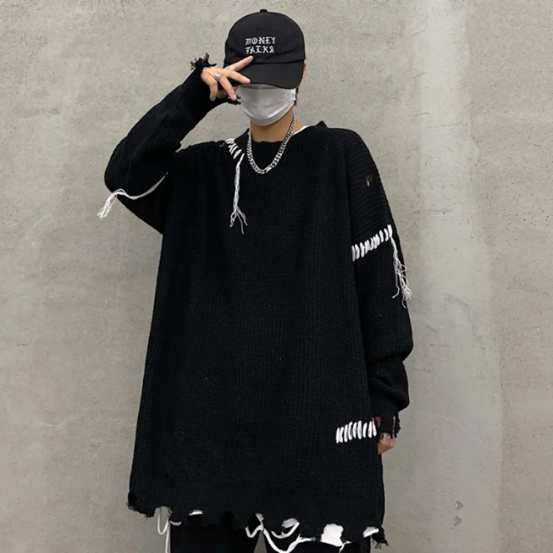 Autumn Winter Men Ripped Hole Oversized Knitted Sweater Irregular Patchwork Hip Hop Punk Knitwear Male Warm Turtleneck Pullover
Autumn Winter Men Ripped Hole Oversized Knitted Sweater Irregular Patchwork Hip Hop Punk Knitwear Male Warm Turtleneck Pullover