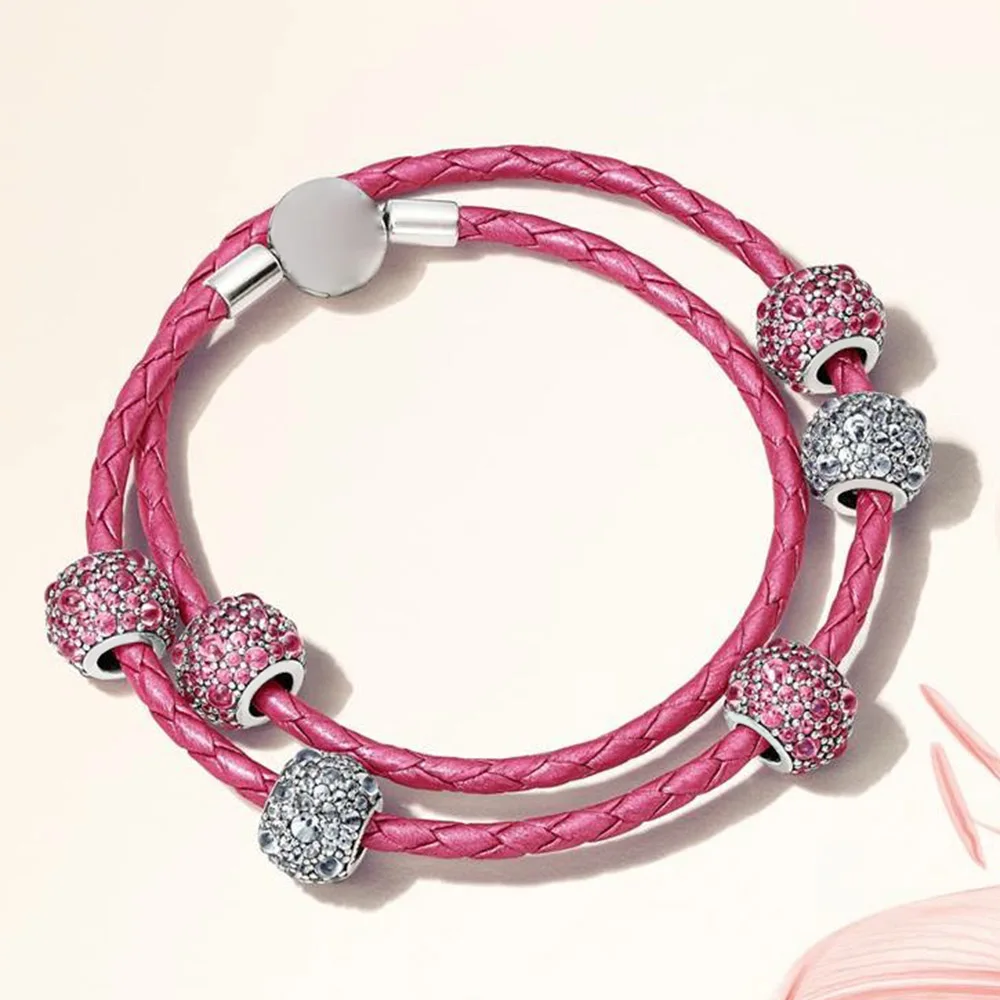 2020 100% 925 Sterling Silver 1:1 PINK SHIMMERING DROPLETS CHARM Beads MOMENTS DOUBLE WOVEN LEATHER BRACELET Gift Set
2020 100% 925 Sterling Silver 1:1 PINK SHIMMERING DROPLETS CHARM Beads MOMENTS DOUBLE WOVEN LEATHER BRACELET Gift Set