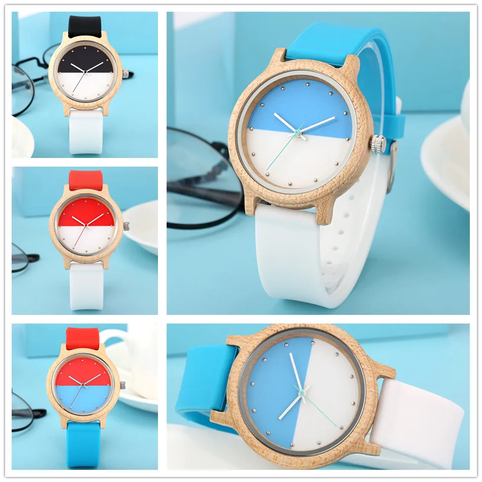 Splicing Colors Silicone Band Women's Wood Watch Natural Stylish Female Wooden Timepiece Quartz Wristwatch New 2020
Splicing Colors Silicone Band Women's Wood Watch Natural Stylish Female Wooden Timepiece Quartz Wristwatch New 2020