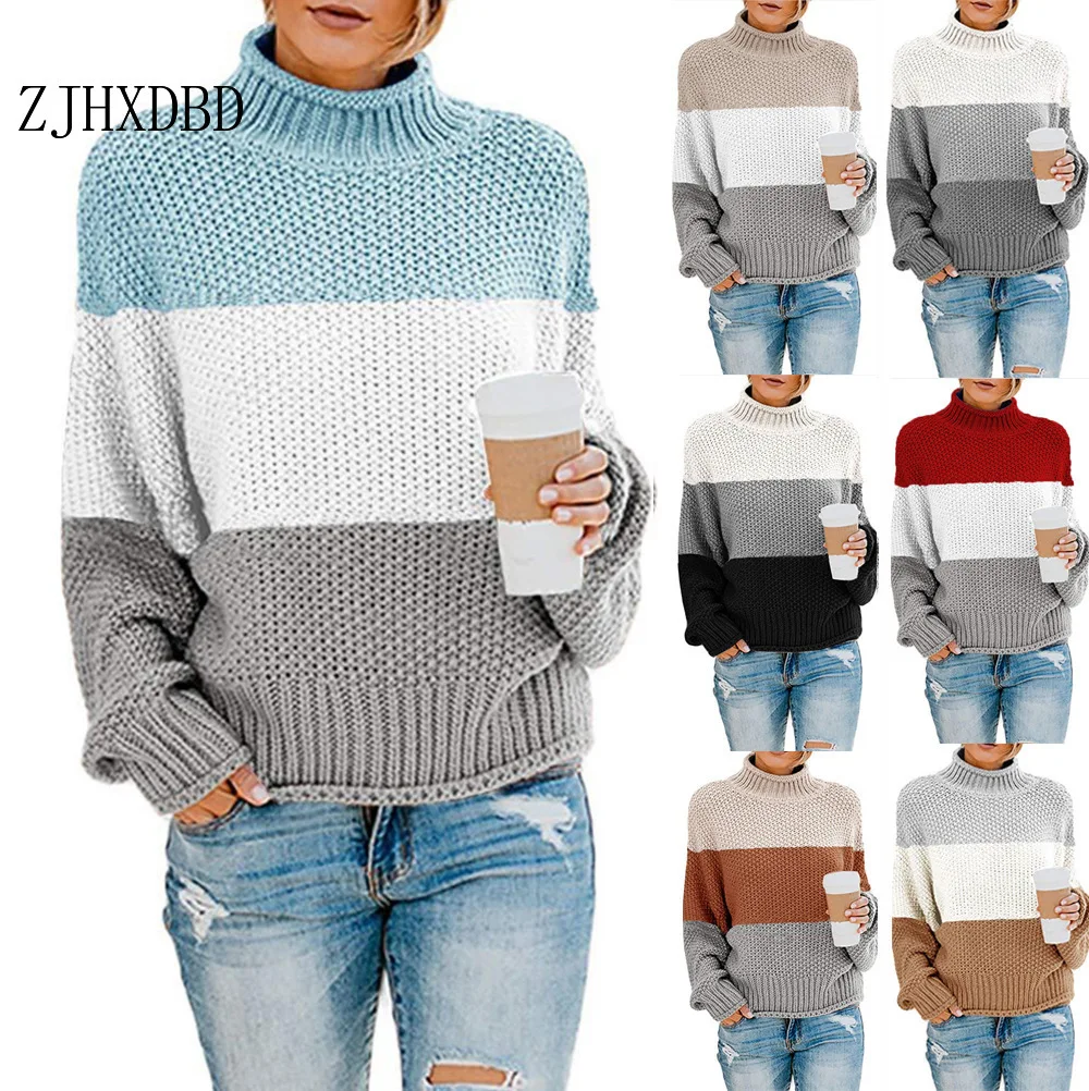 Women Warm Sweater Winter And Autumn Colorblock Stand Long Sleeve Knit Women Sweater Jumper Tops Patchwork Women's Sweater
Women Warm Sweater Winter And Autumn Colorblock Stand Long Sleeve Knit Women Sweater Jumper Tops Patchwork Women's Sweater