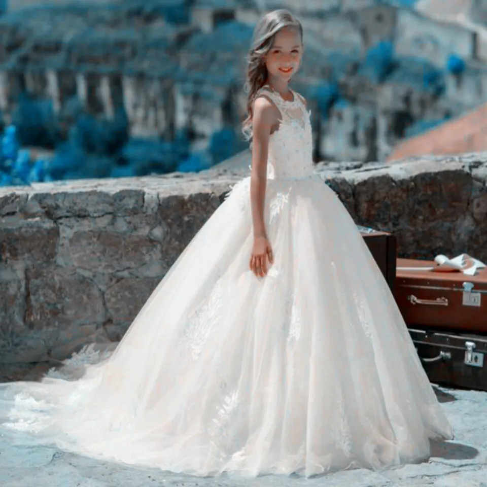 White Flower Girl Dresses Lace Applique Sleeveless Birthday Party for Girls First Holy Communion Beaded Kids Evening Dresses
White Flower Girl Dresses Lace Applique Sleeveless Birthday Party for Girls First Holy Communion Beaded Kids Evening Dresses