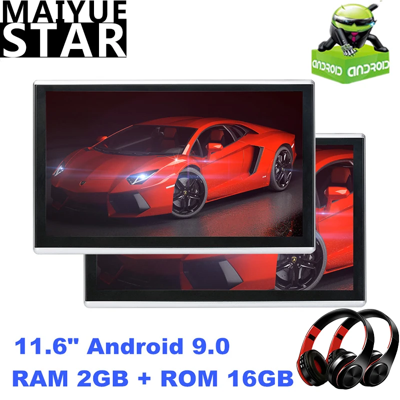 Автомобильный монитор на подголовнике 11 6 дюйма Android 9 0 2 ГБ + 16 1920*1080 HD сенсорный