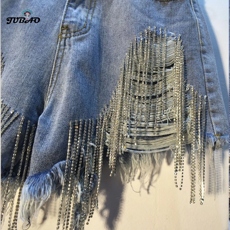 ripped jeans 2020 Summer Rhinestone Heavy Tassels Diamond Beads high waisted jeans Blue Denim Shorts Women
ripped jeans 2020 Summer Rhinestone Heavy Tassels Diamond Beads high waisted jeans Blue Denim Shorts Women