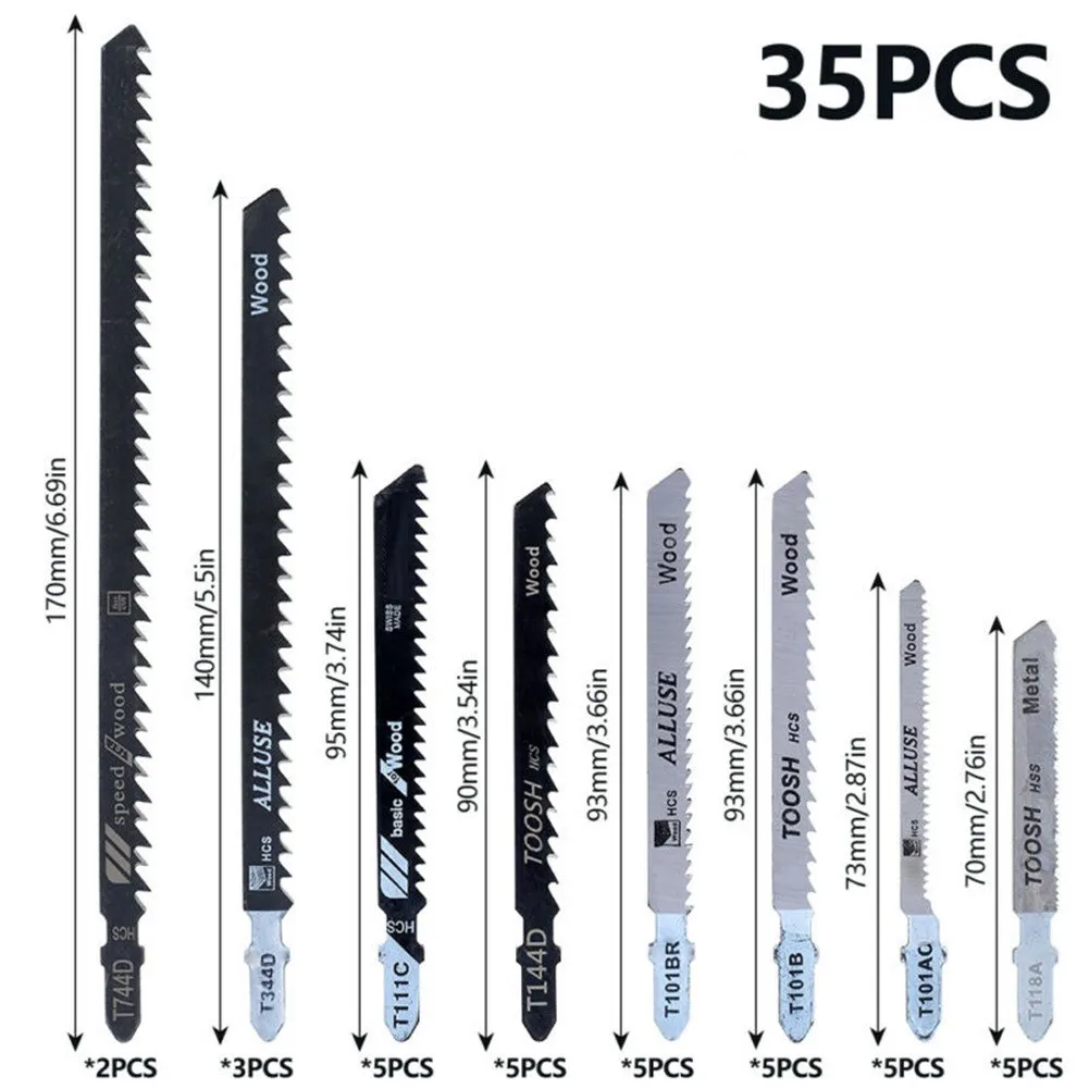 35PCS Jig Saw Jigsaw Blades Set Kit Metal Wood Plastic Assorted Blades T-Shank Wanyongbao Vibrating Saw Blade Power Tools
35PCS Jig Saw Jigsaw Blades Set Kit Metal Wood Plastic Assorted Blades T-Shank Wanyongbao Vibrating Saw Blade Power Tools