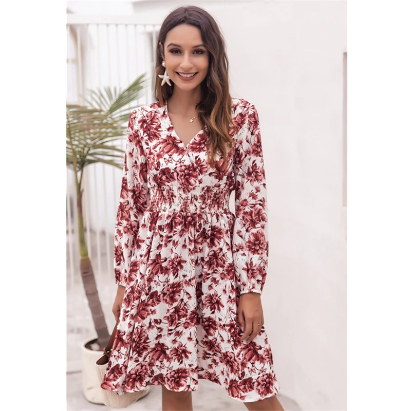 Plus Size 2020 Summer Print V-neck Long Sleeve Dresses for Women Elegant Midi Dress
Plus Size 2020 Summer Print V-neck Long Sleeve Dresses for Women Elegant Midi Dress
