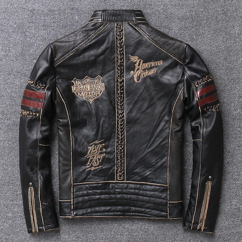 DHL Free Shipping Men's Motorcycle Biker Jacket Genuine Cowhide Leather Jacket Men's Black Slim Leather Jacket Male Vintage Coat
DHL Free Shipping Men's Motorcycle Biker Jacket Genuine Cowhide Leather Jacket Men's Black Slim Leather Jacket Male Vintage Coat