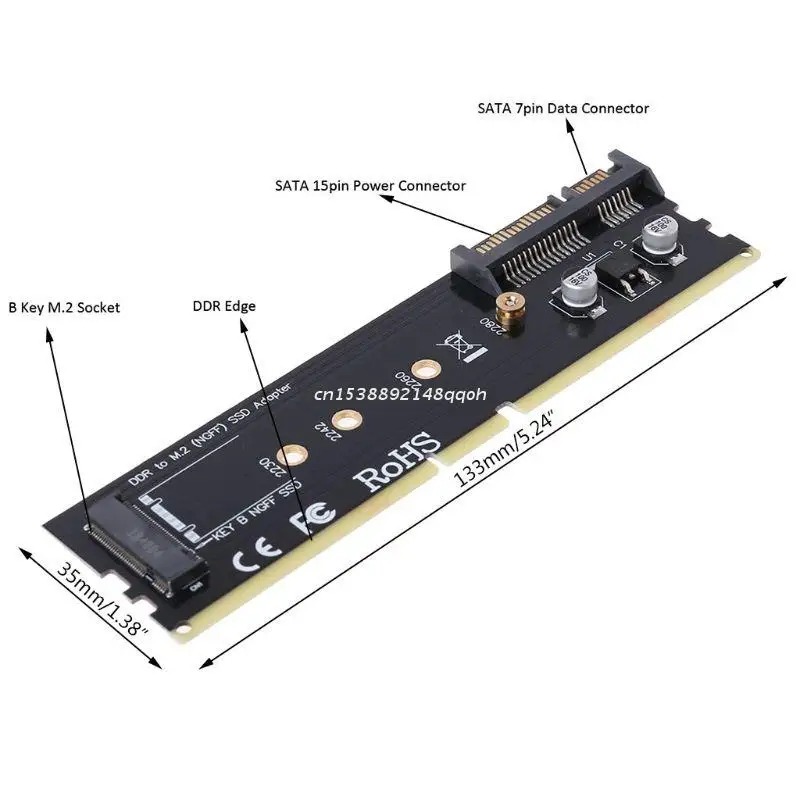 Адаптер SSD SATA III на M.2 (NGFF) B Key 2230/2242/2260/2280 слот для памяти DDR2/3/4|Компьютерные кабели и