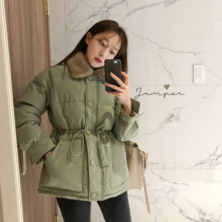 Thick Warm Padded Jacket For Women Winter Keep Warm Drawstring Waist Quilted Jacket Ladies Korean Style Fur Collar Outwear
Thick Warm Padded Jacket For Women Winter Keep Warm Drawstring Waist Quilted Jacket Ladies Korean Style Fur Collar Outwear