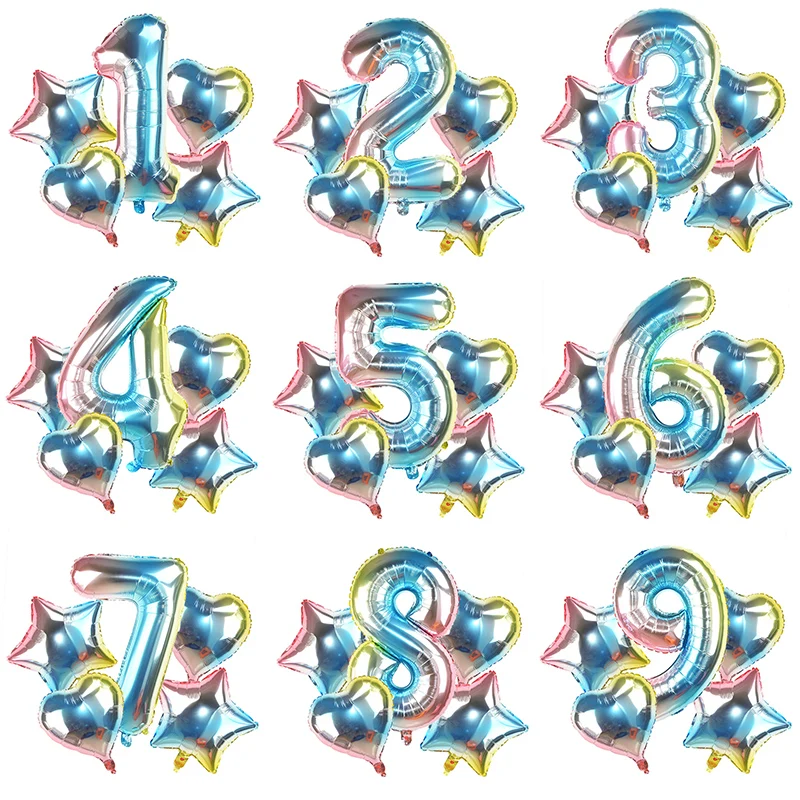 5pcs/set 32'' Gradient Number Foil Balloon 18'' Star Heart Helium Globos for Birthday Party Decoration 2020 Xmas New Year Ballon
5pcs/set 32'' Gradient Number Foil Balloon 18'' Star Heart Helium Globos for Birthday Party Decoration 2020 Xmas New Year Ballon