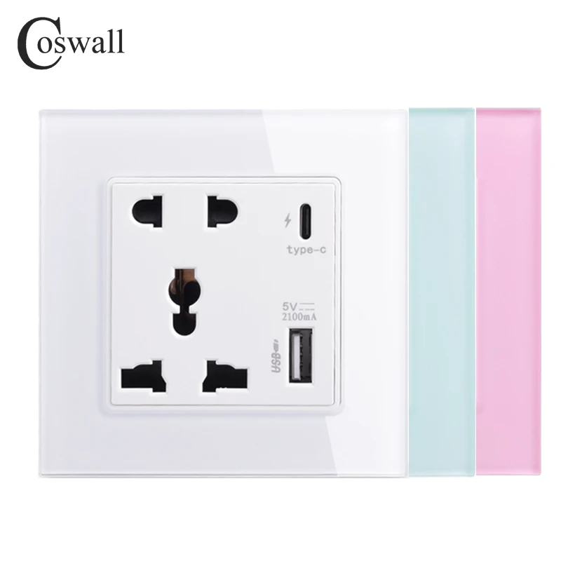 Coswall Type-C Interface Socket 18W 4000mA Smart Quick Charge, Wall Glass Panel Universal 5 Pin Power Outlet With USB
Coswall Type-C Interface Socket 18W 4000mA Smart Quick Charge, Wall Glass Panel Universal 5 Pin Power Outlet With USB