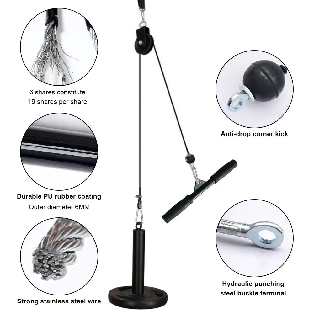 Adjustable Fitness Wire Rope Heavy Duty Men Women Professional Muscle Strength Fitness Equipment Pulley Accessories for DIY Home
Adjustable Fitness Wire Rope Heavy Duty Men Women Professional Muscle Strength Fitness Equipment Pulley Accessories for DIY Home