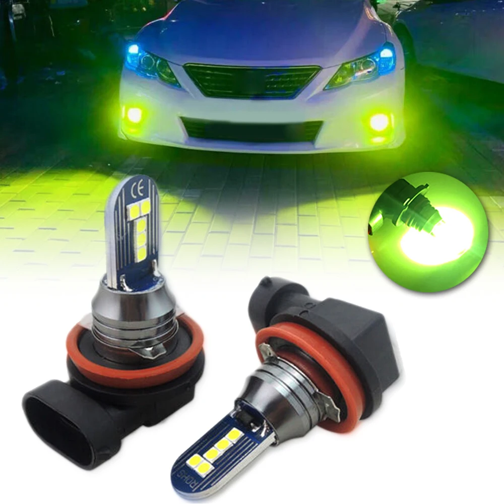 

2pcs Super Bright Lime Green LED Bulbs H11 H8 Car Truck Fog Lights Fog Lamp 3030 12V DC Car Headlight Bulbs(LED)