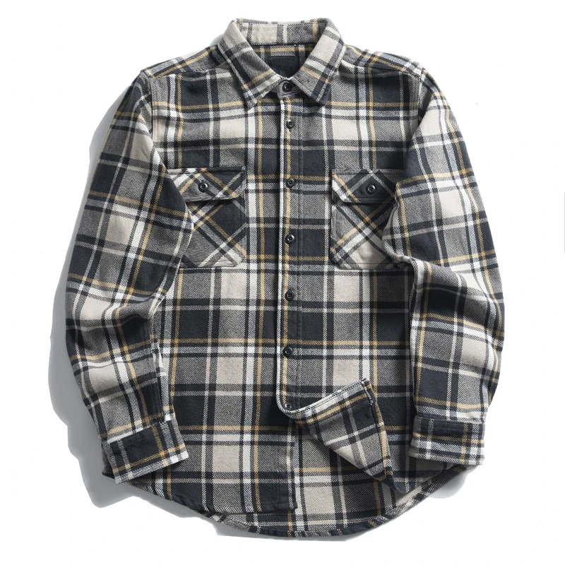 Мужская Фланелевая рубашка большого размера в стиле хип-хоп 100% хлопок цвет