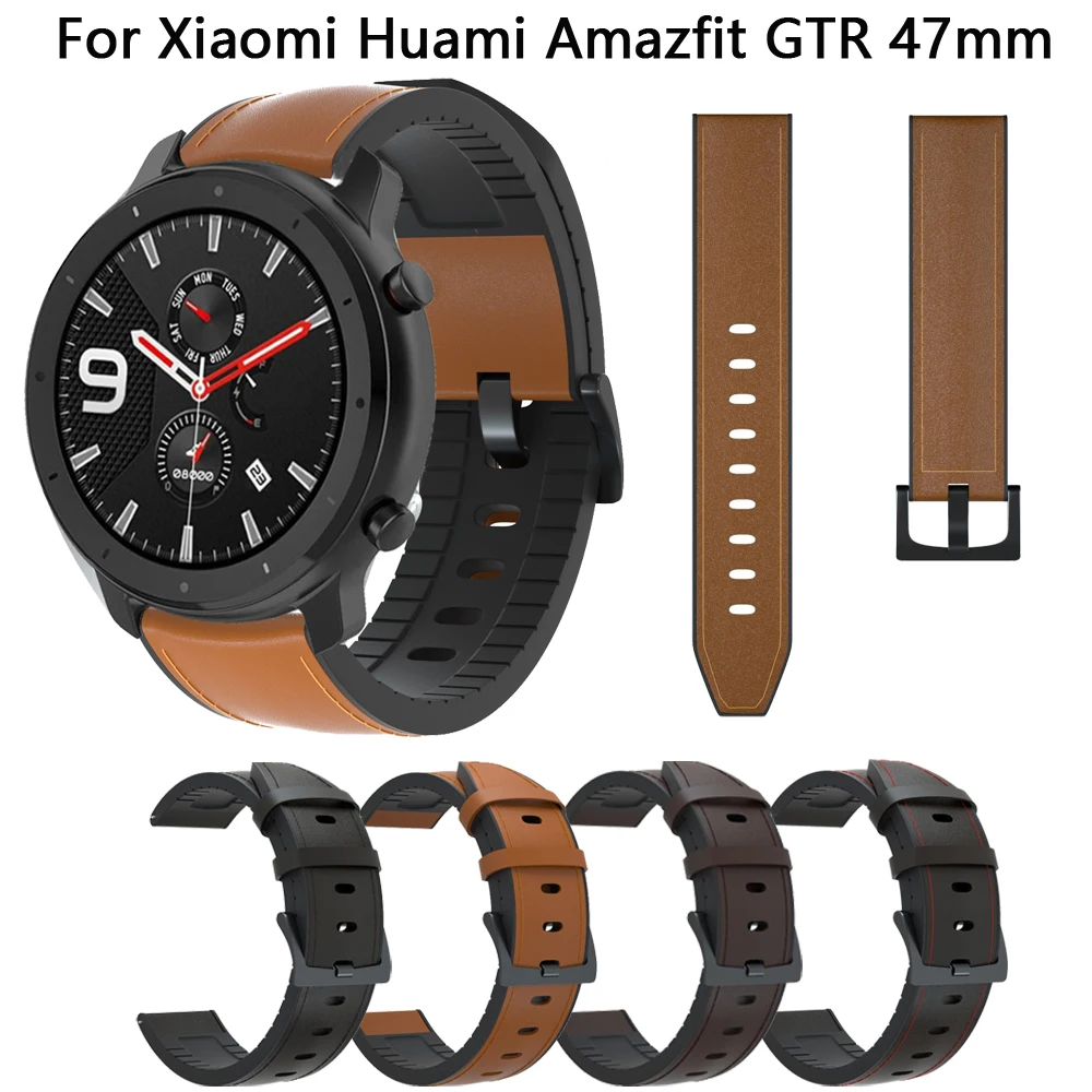 Ремешок силиконовый и кожаный для Xiaomi Huami Amazfit GTR 47 мм GTR 2 2E, 22 мм 
Ремешок силиконовый и кожаный для Xiaomi Huami Amazfit GTR 47 мм GTR 2 2E, 22 мм