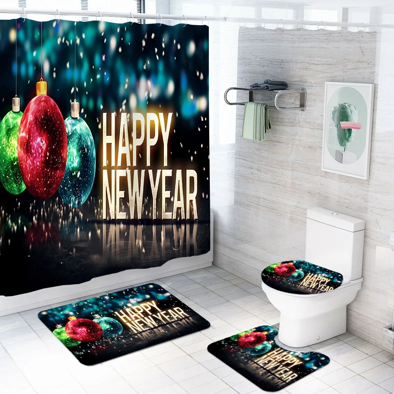 3D Print Happy New Year Merry Christmas Bathroom Set Shower Curtain Set For Bathroom Floor Rugs Neon Light Bath Sets 4Pcs
3D Print Happy New Year Merry Christmas Bathroom Set Shower Curtain Set For Bathroom Floor Rugs Neon Light Bath Sets 4Pcs