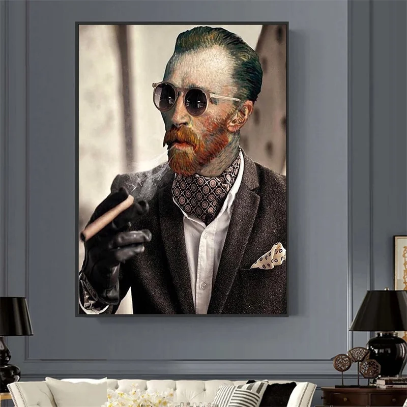 Funny Art Creative Posters Prints Cool Van Gogh with Sunglasses Smokes A Cigar Canvas Painting Portrait Wall Picture Home Decor
Funny Art Creative Posters Prints Cool Van Gogh with Sunglasses Smokes A Cigar Canvas Painting Portrait Wall Picture Home Decor
