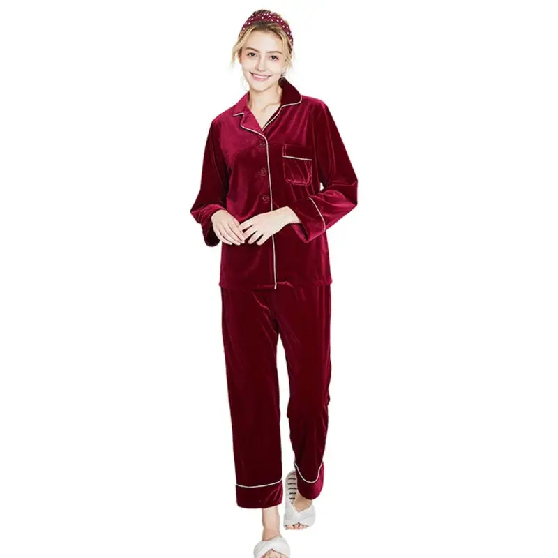 Women Winter Velvet Pajamas Set Button Down Notched Lapel Tops Long Pants Sleepwear Solid Color Striped Loungewear M-3XL M3GF
Women Winter Velvet Pajamas Set Button Down Notched Lapel Tops Long Pants Sleepwear Solid Color Striped Loungewear M-3XL M3GF