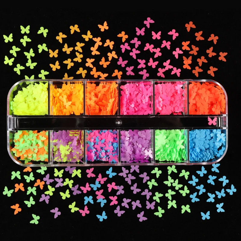 Fluorescence Nail Glitter Flakes Butterfly Love Neon Sequins 3D Nails Accessories Gel Polish Manicure Nail Art Decorations
Fluorescence Nail Glitter Flakes Butterfly Love Neon Sequins 3D Nails Accessories Gel Polish Manicure Nail Art Decorations