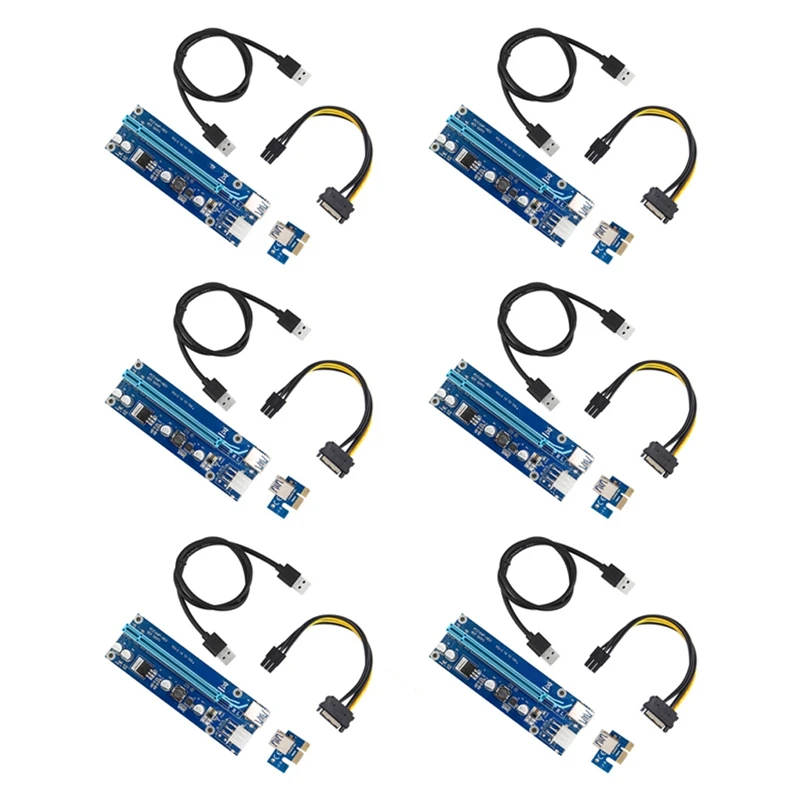 Карта расширения PCI-E PCI Express, Райзер с 1X на 16X Sata на 6Pin, кабель Molex USB3.0, удлинитель питания для майнинга биткоинов, 6 упаковок
Карта расширения PCI-E PCI Express, Райзер с 1X на 16X Sata на 6Pin, кабель Molex USB3.0, удлинитель питания для майнинга биткоинов, 6 упаковок