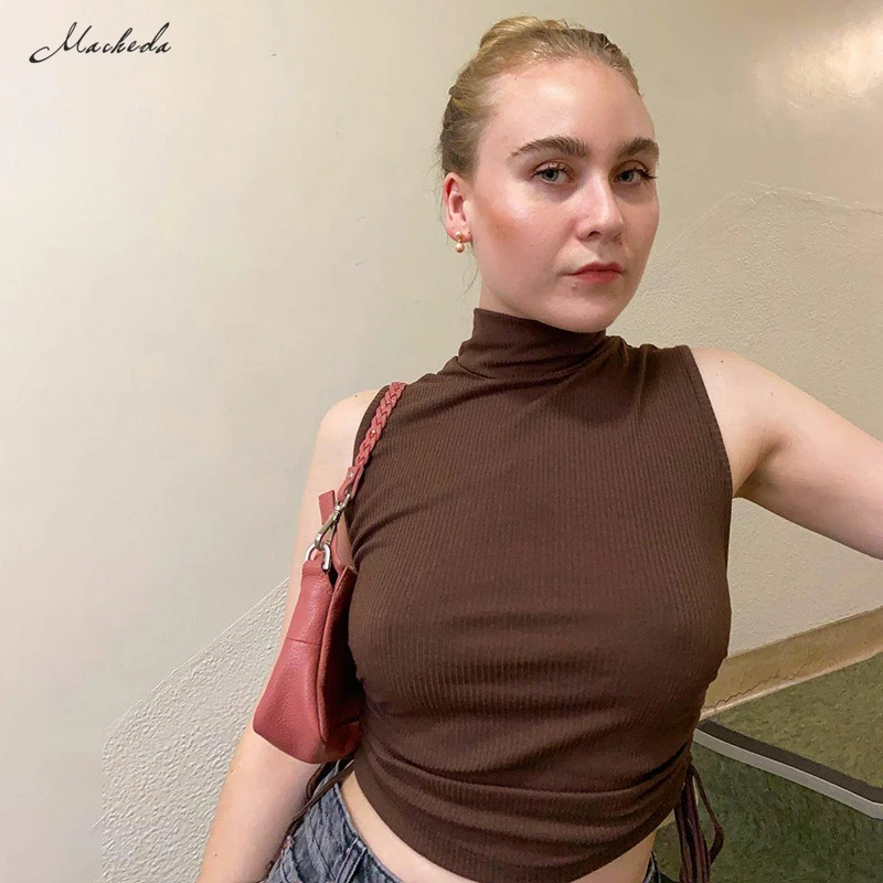 Macheda Spring Solid Slim Tank Top Women Fashion Sleeveless Side Drawstring Lace Up Clothing Lady Knitting Casual Crop Top New
Macheda Spring Solid Slim Tank Top Women Fashion Sleeveless Side Drawstring Lace Up Clothing Lady Knitting Casual Crop Top New