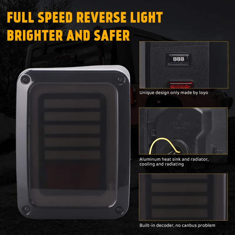 2pcs Smoked LED Tail Lights Rear Lamp For Jeep Wrangler JK JKU Sports Sahara Freedom Rubicon 2 4 Door 2007-2017
2pcs Smoked LED Tail Lights Rear Lamp For Jeep Wrangler JK JKU Sports Sahara Freedom Rubicon 2 4 Door 2007-2017
