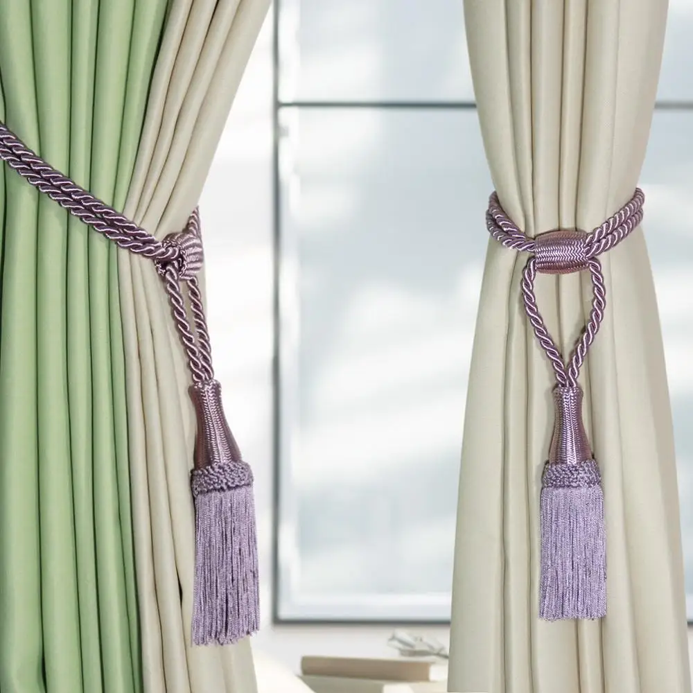 

2Pcs Curtain Tieback Curtains Buckle Rope Room Accessories Hanging Ball Tassels Fringe Curtains Holdback Decorative Curtain