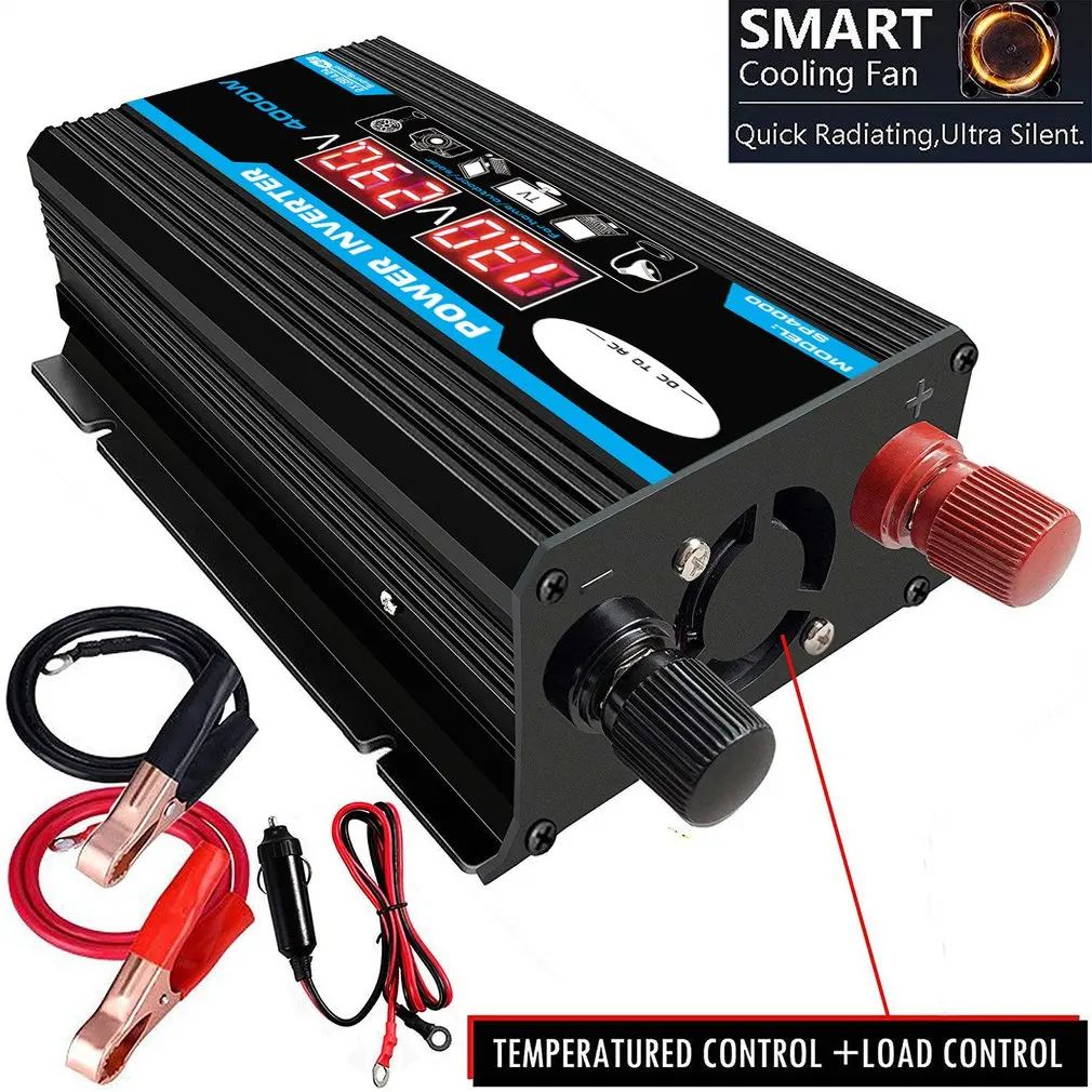 4000W 12V to 220V/110V LED Car Power Inverter Converter Charger Adapter Dual USB Voltage Transformer Modified Sine Wave
4000W 12V to 220V/110V LED Car Power Inverter Converter Charger Adapter Dual USB Voltage Transformer Modified Sine Wave