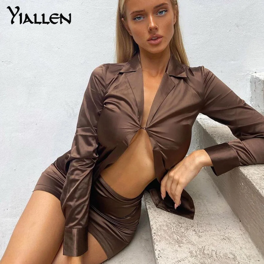 Yiallen Summer Two Piece Set Women Long Sleeve Single Button V-Neck Shirt+Mini Skirts Matching Suit Slim Fashion Party Outfit
Yiallen Summer Two Piece Set Women Long Sleeve Single Button V-Neck Shirt+Mini Skirts Matching Suit Slim Fashion Party Outfit