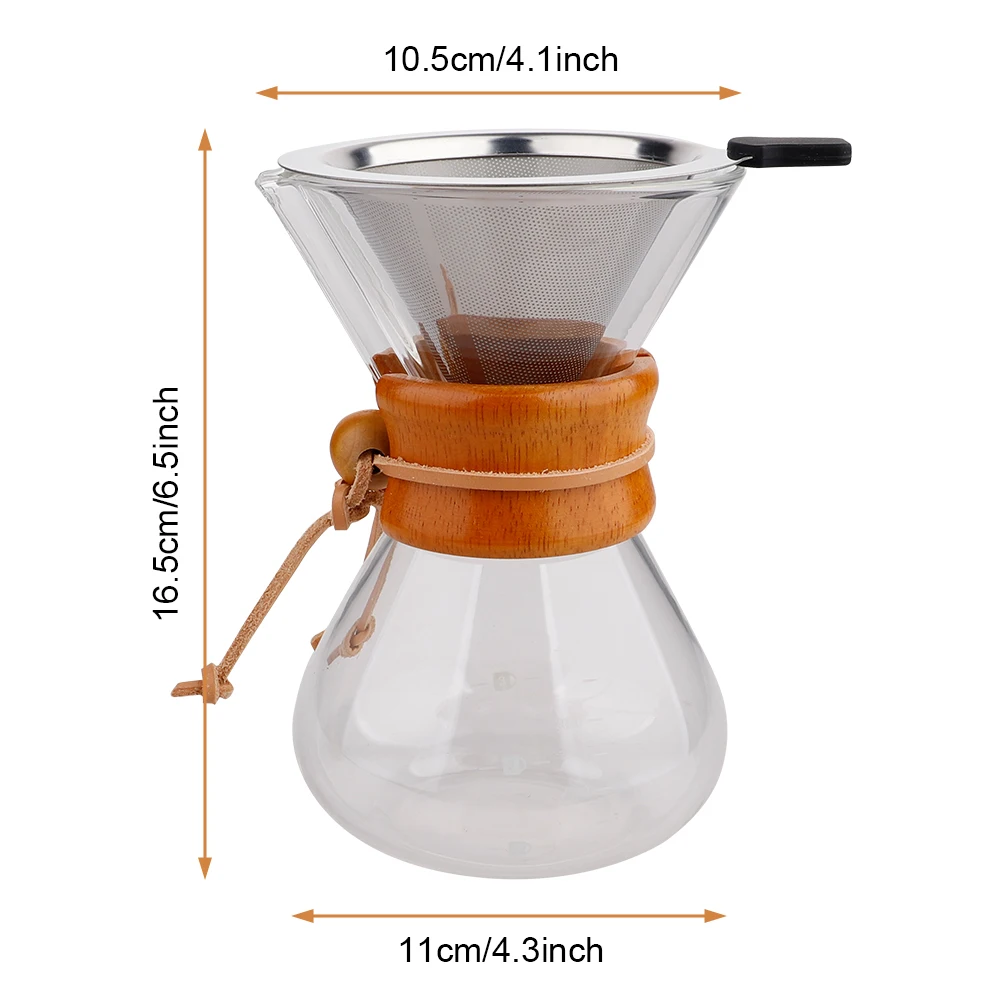 400ml Resistant Glass Coffee Maker Coffee Pot Espresso Coffe Machine With Stainless Steel Filter Pour Over Drip Pot
400ml Resistant Glass Coffee Maker Coffee Pot Espresso Coffe Machine With Stainless Steel Filter Pour Over Drip Pot