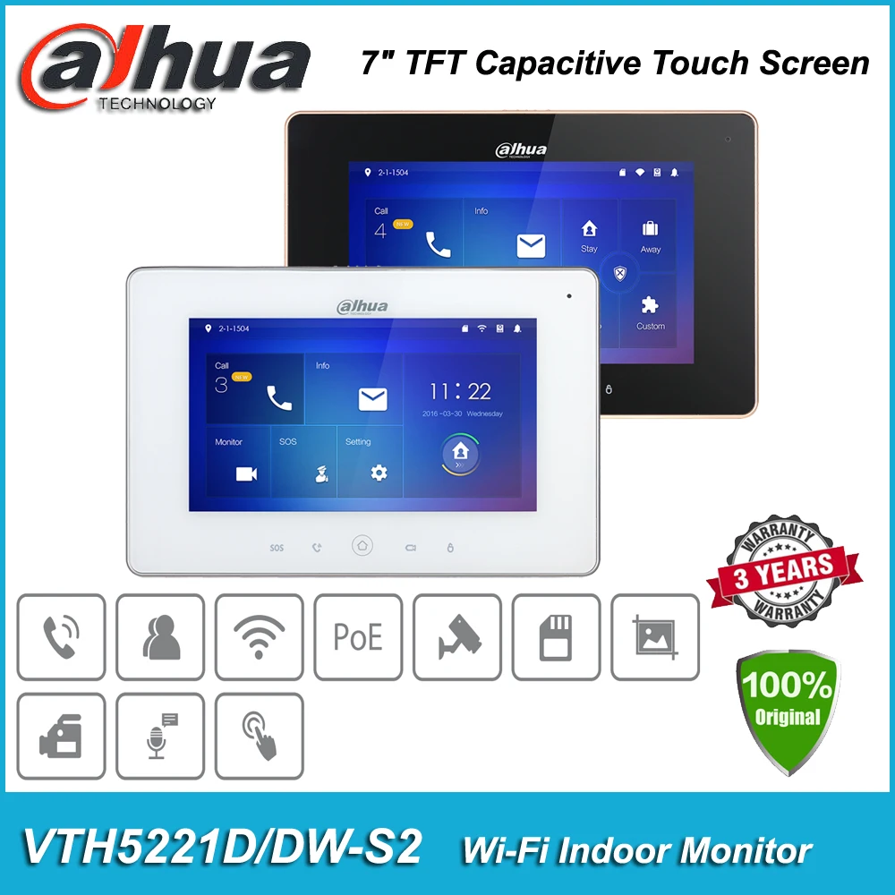 Оригинал Dahua VTH5221DW-S2 VTH5221D-S2 видеодомофон 7 "TFT ёмкостный Тач-Экран WI-FI