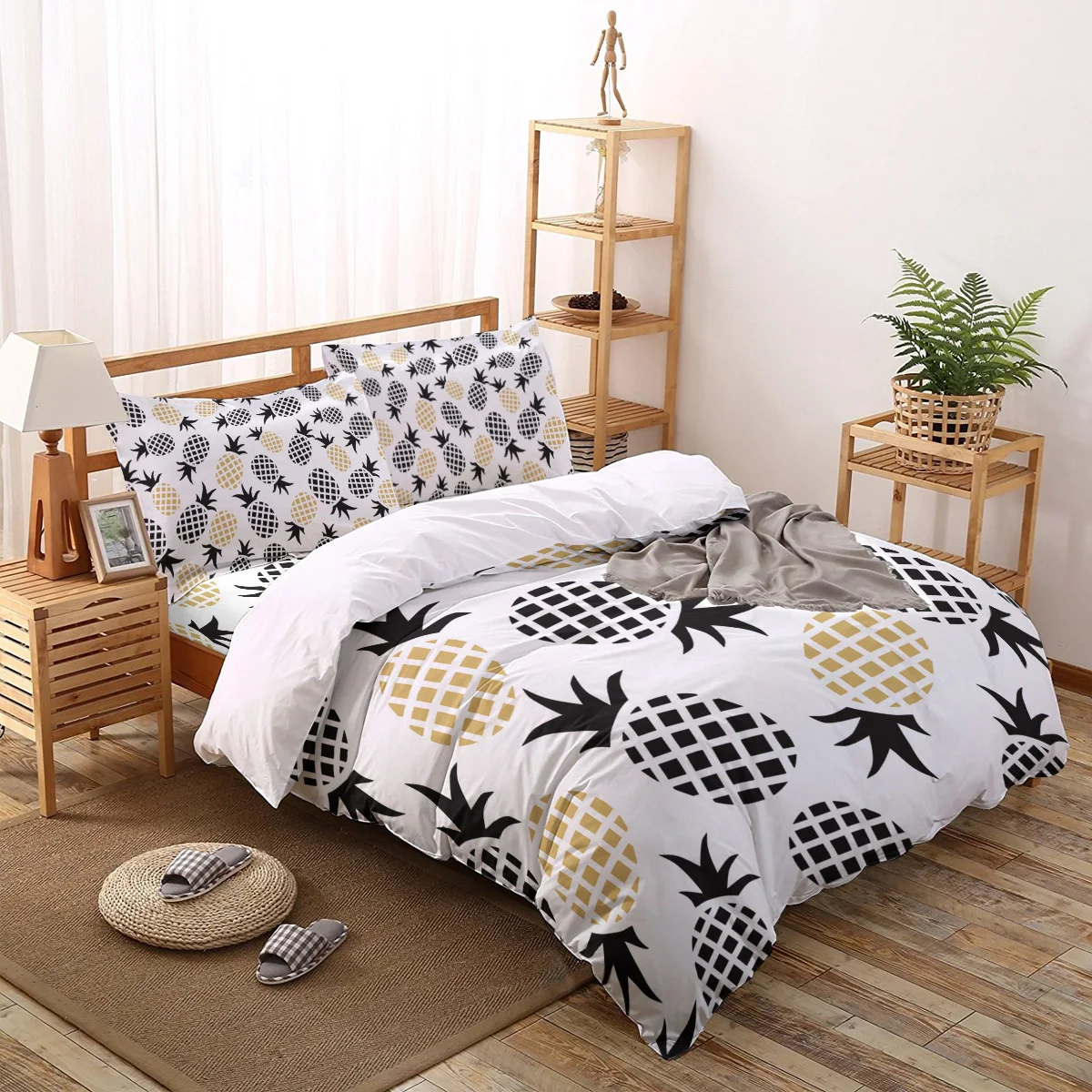 2/3/4pcs Bedding Set Cartoon Pineapple White Black Duvet Cover Creative Comforter Bed Cover Set Housse De Couette Bedclothes
2/3/4pcs Bedding Set Cartoon Pineapple White Black Duvet Cover Creative Comforter Bed Cover Set Housse De Couette Bedclothes