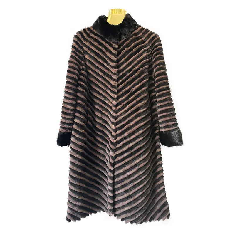 Winter Womens Real Mink Fur And Rex Rabbit Fur Long Coat Raglan Sleeve Stand Collar New Striped Style Warm Plus Size Overcoat
Winter Womens Real Mink Fur And Rex Rabbit Fur Long Coat Raglan Sleeve Stand Collar New Striped Style Warm Plus Size Overcoat