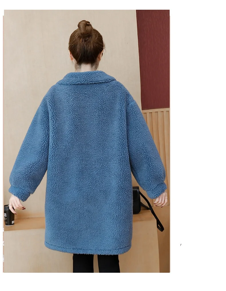 Женское утолщенное плюшевое пальто из овечьей шерсти большие размеры женская