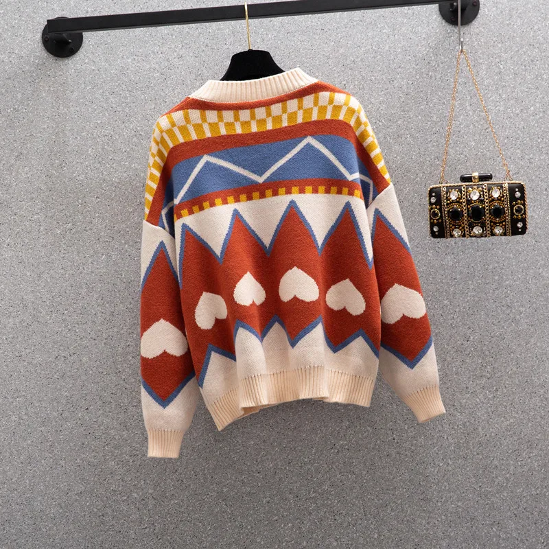 Women Winter Sweater and Pullovers Oneck Striped Vintage Knitwear Long Sleeve Oversized Pull Jumpers Winter Outwear Sweater 
Women Winter Sweater and Pullovers Oneck Striped Vintage Knitwear Long Sleeve Oversized Pull Jumpers Winter Outwear Sweater