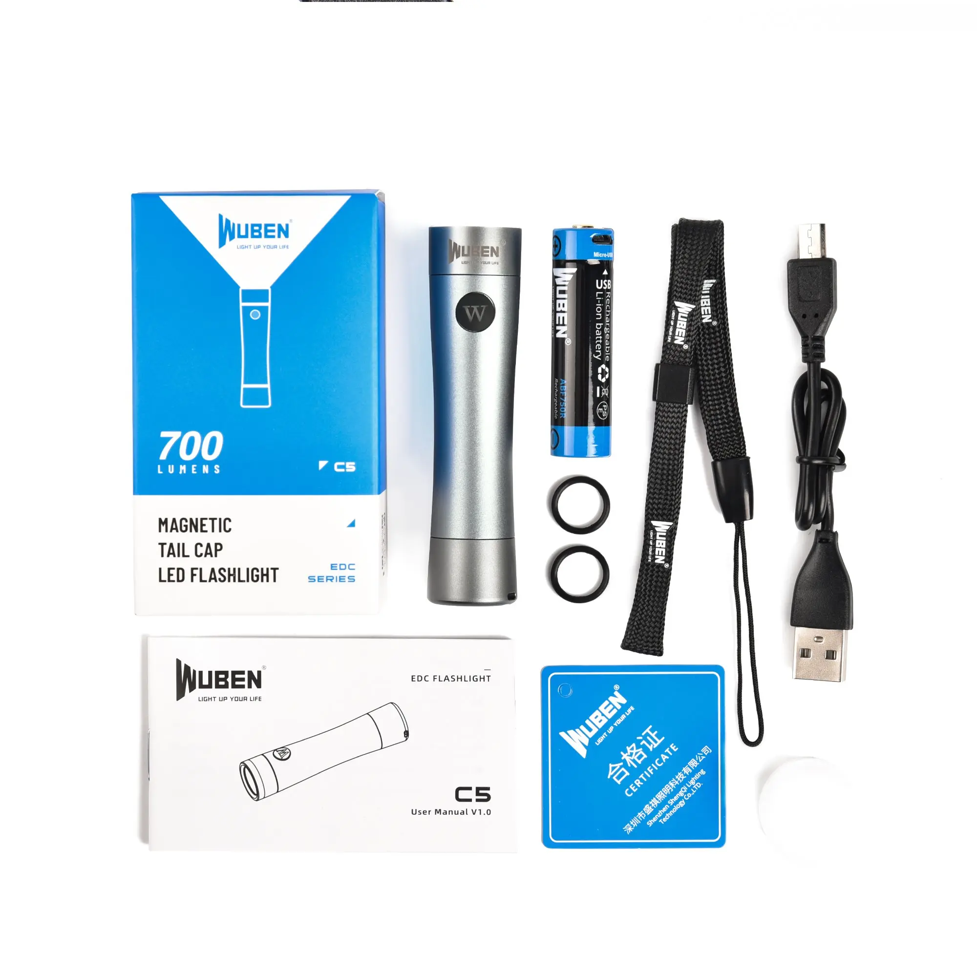 WUBEN C5 Mini LED Flashlight Pocket EDC Torch 700 Lumens Waterproof 14500 Rechargeable Battery magnetic tail light for outdoor
WUBEN C5 Mini LED Flashlight Pocket EDC Torch 700 Lumens Waterproof 14500 Rechargeable Battery magnetic tail light for outdoor