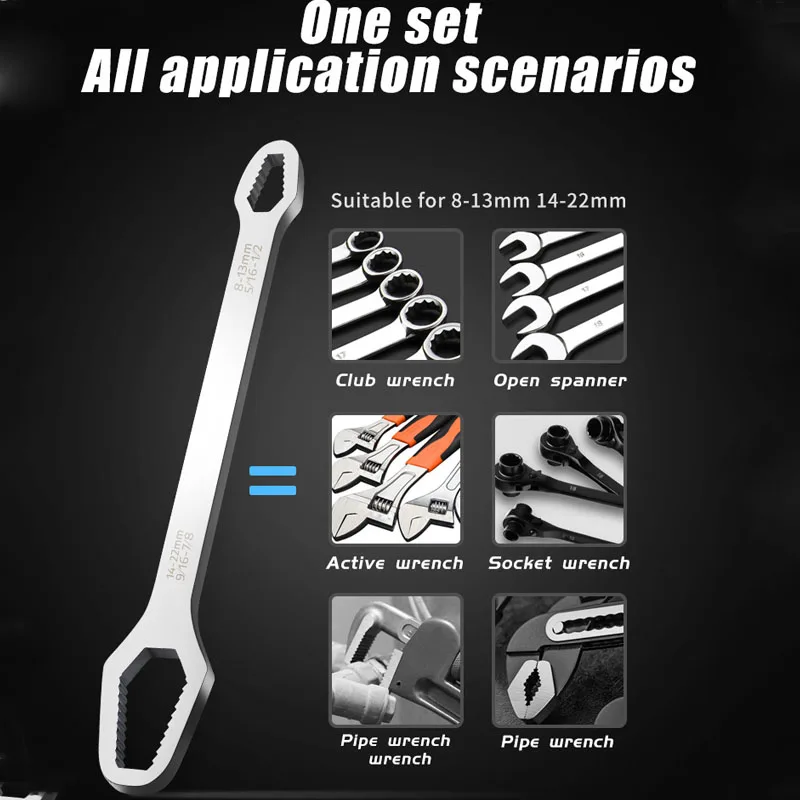 1PCS Torx Wrench Adjustable Glasses Wrench 8-22mm Self-tightening Double-head Ratchet Wrench Spanner for Car Repairing Tools
1PCS Torx Wrench Adjustable Glasses Wrench 8-22mm Self-tightening Double-head Ratchet Wrench Spanner for Car Repairing Tools