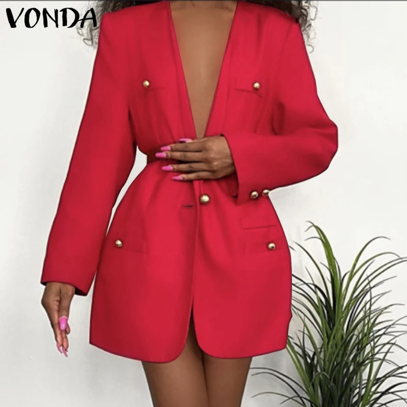 VONDA 2022 Autumn Women Long Sleeve Coats Ladies Solid Button Up Pleated Suit Blazer Loose Office Formal Overcoats Streetwear
VONDA 2022 Autumn Women Long Sleeve Coats Ladies Solid Button Up Pleated Suit Blazer Loose Office Formal Overcoats Streetwear