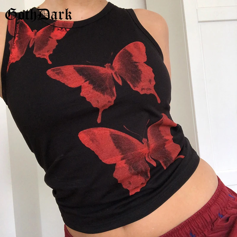 Goth Dark Grunge Gothic Punk Summer Tank Tops Women Aesthetic Black White Skinny Crop Top Harajuku Butterfly Print Basic Clothes
Goth Dark Grunge Gothic Punk Summer Tank Tops Women Aesthetic Black White Skinny Crop Top Harajuku Butterfly Print Basic Clothes