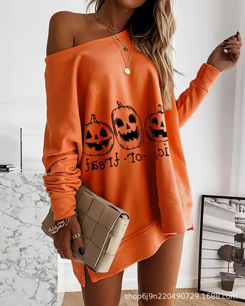 New Long Sleeve Sweater Women's Strapless Fashion Trend Casual Halloween Strapless Sweater
New Long Sleeve Sweater Women's Strapless Fashion Trend Casual Halloween Strapless Sweater