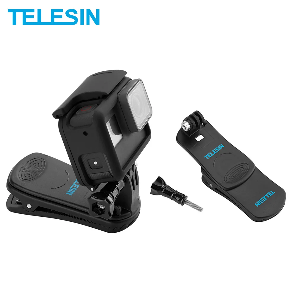 

TELESIN 360 Rotation Backpack Clip Clamp Mount for GoPro Hero 10 9 8 7 6 5 4 Insta360 SJCAM EKEN Osmo Action Camera Accessories